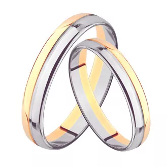 Парные обручальные кольца двухсплавные из красного и белого золота 3,5 мм