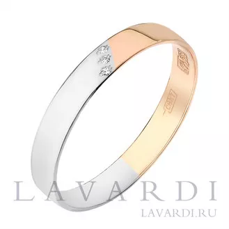 Помолвочное кольцо из белого и классического золота с 3 бриллиантами