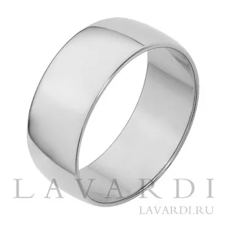 Обручальное кольцо из белого золота 8 мм